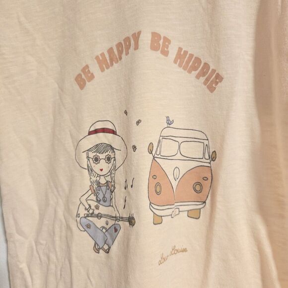 LOUISE LOUISE BE HAPPY BE HIPPIE SHIRT 12YEARS GIRLS 100%‎ COTTON PEACH COLOR - Picture 2 of 6